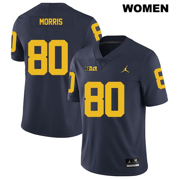 Women's NCAA Michigan Wolverines Mike Morris #80 Navy Jordan Brand Authentic Stitched Legend Football College Jersey FJ25N30IY